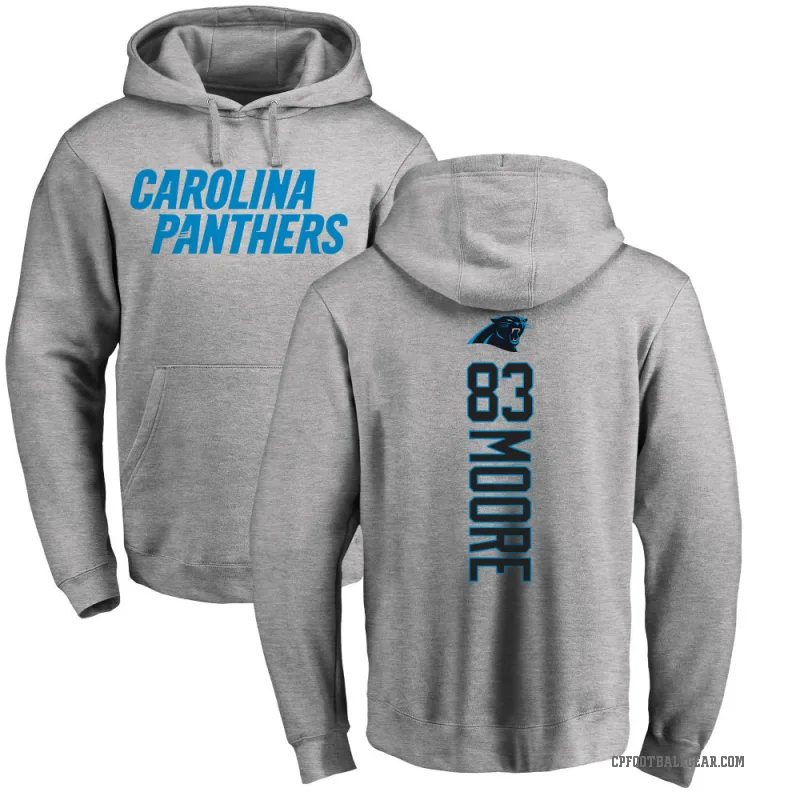 David Moore Men's Carolina Panthers Pro Line Ash Backer Pullover Hoodie