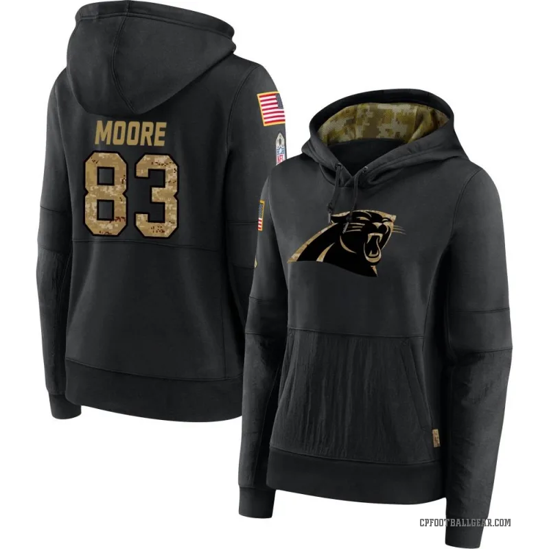 David Moore Women's Black Carolina Panthers 2020 Salute to Service Sideline Performance Pullover Hoodie