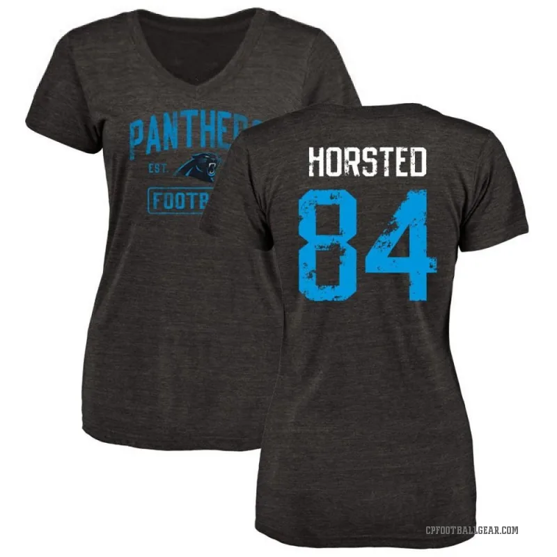 Jesper Horsted Women's Black Carolina Panthers Distressed V-Neck T-Shirt