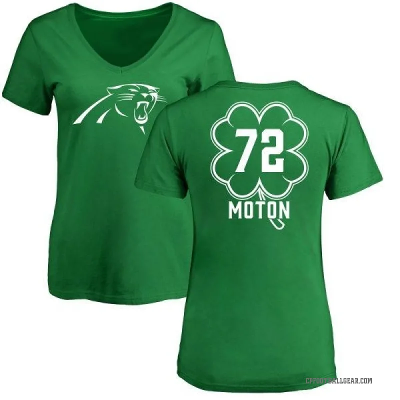 Taylor Moton Women's Green Carolina Panthers St. Patrick's Day V-Neck T-Shirt